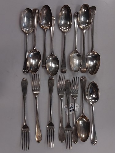 Lot 225 - A collection of early to mid 18th century silver flatware