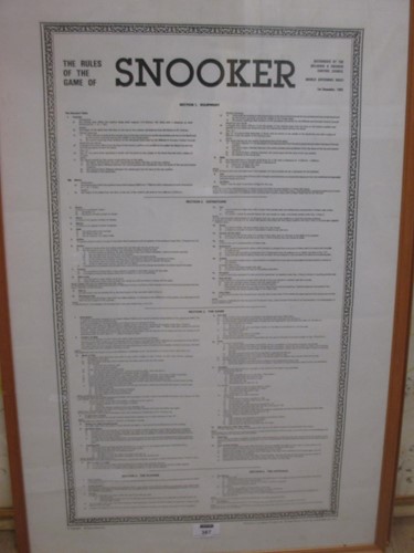 Lot 387 - Rules of Snooker, 75x50cm; and Rules of...
