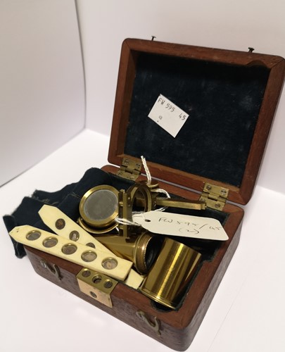 Lot 52 - A miniature brass travelling microscope by Cary, early 19th century