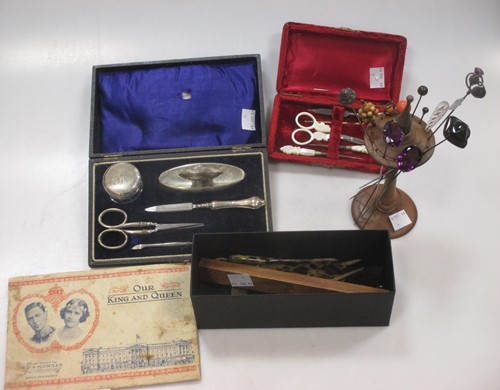 Lot 201 - A Charles Horner hat pin and a quantity of lady's requisites