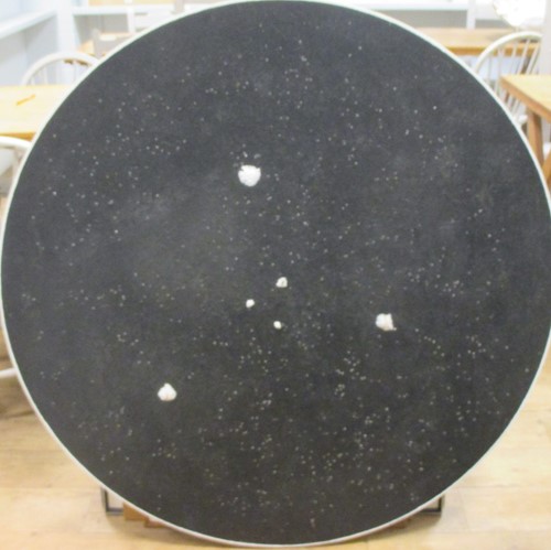 Lot 293 - A circular modern abstract painting, signed...