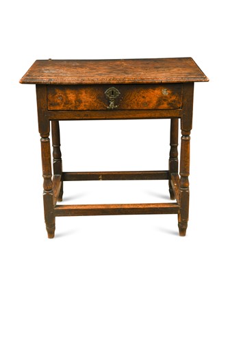 Lot 473 - A burr elm & oak lowboy, 18th century