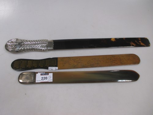 Lot 220 - A late Victorian tortoiseshell letter opener...
