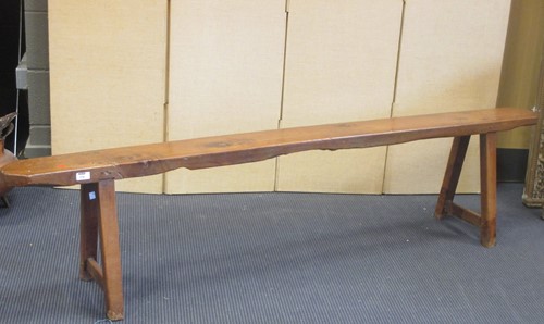 Lot 314 - A 19th century yew wood bench, 44.5 high x 197...