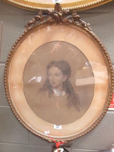 Lot 283 - A 19th century coloured engraving in an oval...