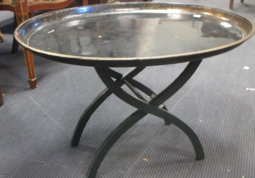 Lot 360 - 19th century painted metal tray on modern...