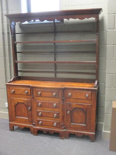 Lot 493 - A 19th century oak breakfront dresser 216 x...