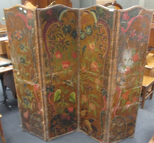 Lot 354 - Late 19th century 4 fold screen, possibly...