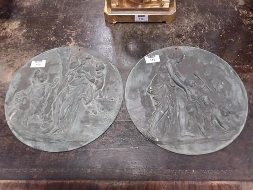 Lot 113 - A pair of 19th century circular bronze plaques,...
