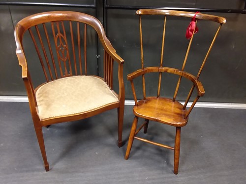 Lot 498 - An Edwardian tub chair and a country stick...