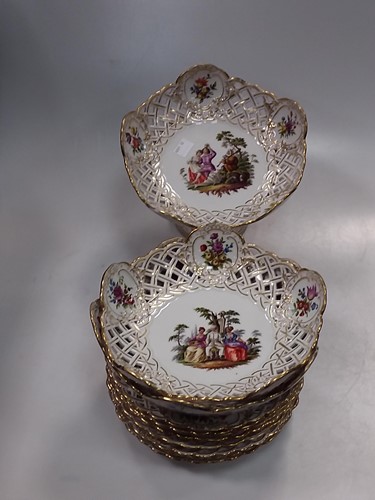 Lot 135 - A late 19th century Dresden porcelain dessert...