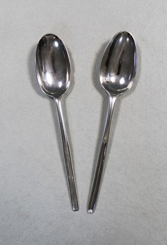 Lot 397 - Two Georgian silver double ended table spoon / marrow scoops