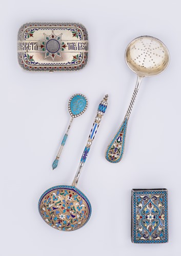 Lot 348 - A collection of Russian metalwares silver and enamelled items