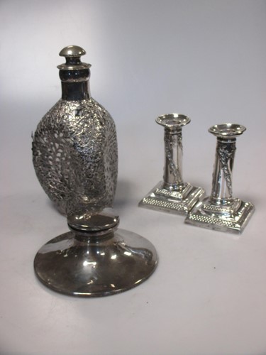 Lot 153 - A sterling mounted glass decanter with stopper...
