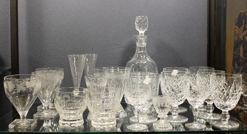 Lot 44 - Five Waterford red wine glasses, various...