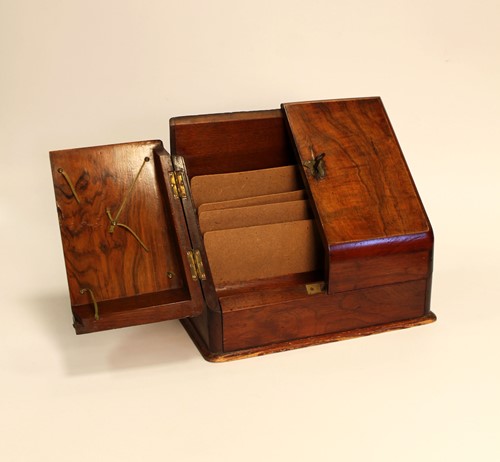 Lot 53 - A Victorian walnut stationery box with opening...