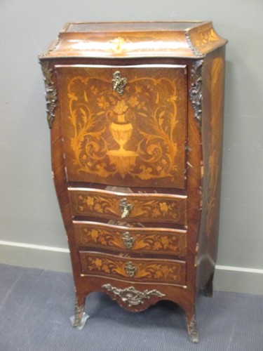 Lot 426 - A 19th century walnut marquetry secretaire...