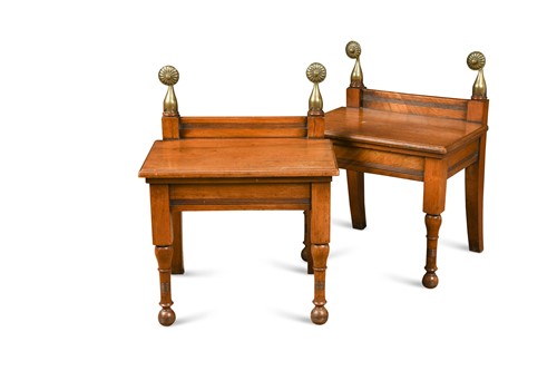 Lot 603 - A pair of walnut luggage stands, possibly by Shoolbred, late 19th century
