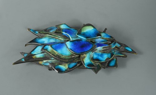 Lot 52 - A mid-century blue glazed wall relief