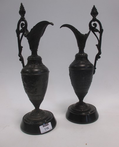 Lot 116 - A pair of spelter urns after the antique...