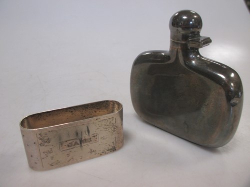 Lot 147 - A small silver hipflask by James Dixon & Sons,...