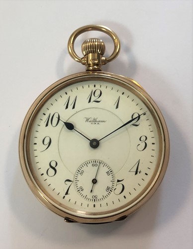 Lot 263 - Waltham - A rare 9ct gold open-faced pocket watch