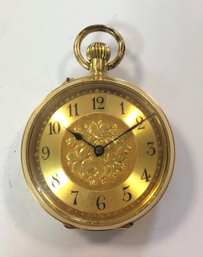 Lot 289 - Unsigned - A lady's Swiss 18ct gold open-faced pocket watch