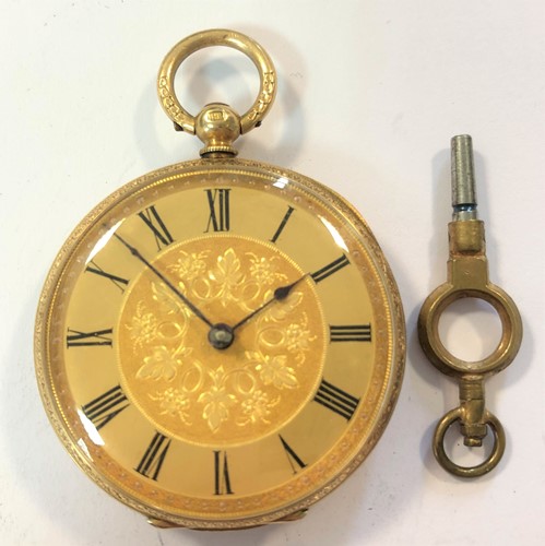 Lot 295 - Dimier Frères & Cie - A Victorian lady's Swiss 18ct gold open-faced pocket watch