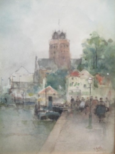 Lot 604 - Scottish School c.1900, watercolour quayside...