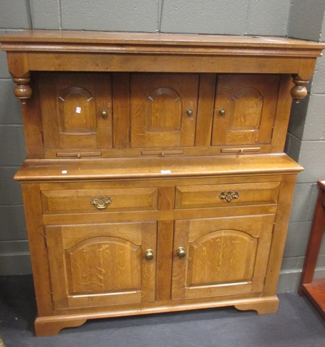 Lot 344 - A modern oak court cupboard, 136 x 122 x 45cm