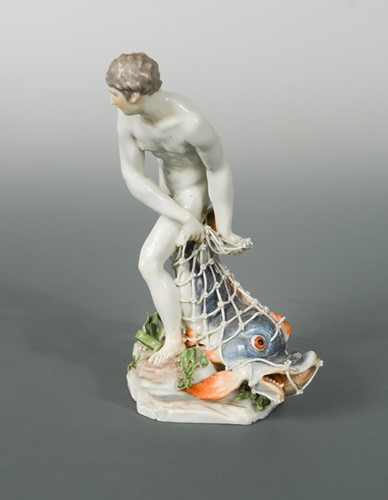 Lot 37 - An 18th century Ludwigsburg figure of a fisherman, circa 1770
