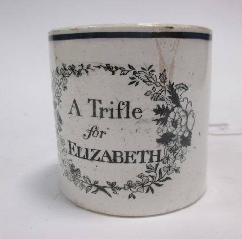 Lot 31 - An English creamware coffee can, printed 'A...