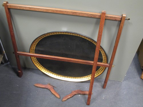 Lot 570 - A 19th century papier mache oval tray, gilt...