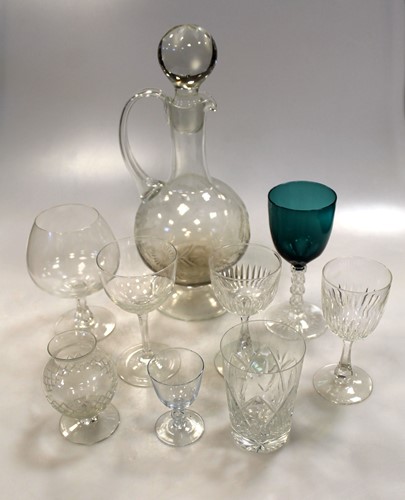 Lot 39 - Sixteen turquoise bowled stem glasses, with a...