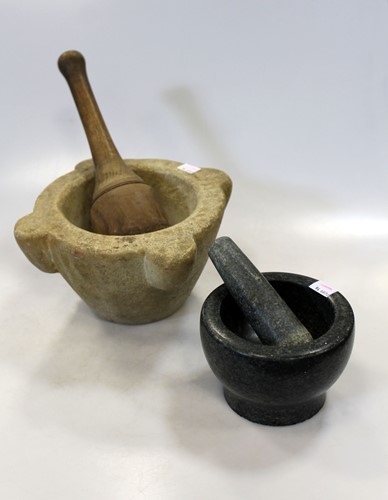 Lot 63 - A late 18th century marble pestle and mortar...