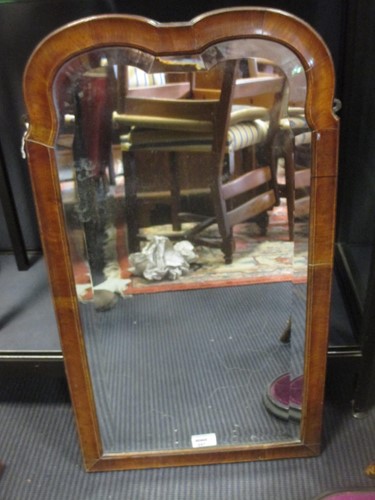 Lot 357 - An arched walnut framed looking glass 70 x 40cm