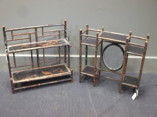 Lot 355 - Six items of bamboo and lacquer furniture;...