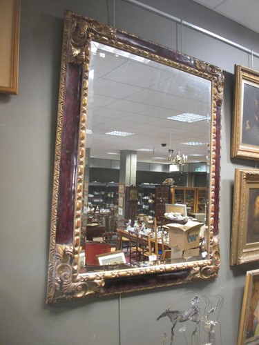 Lot 335 - A parcel gilt frame wall rectangular mirror,...