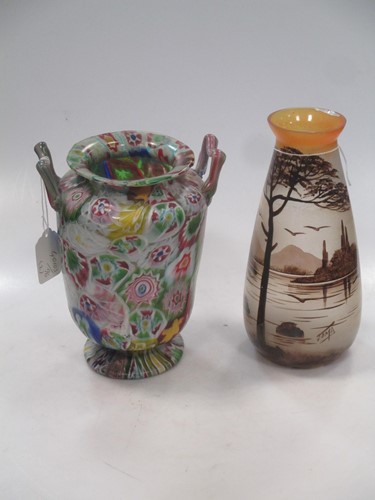 Lot 60 - A Daum type opaque painted glass vase;...