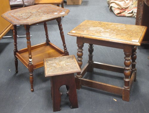 Lot 357 - An oak coffee table with joined frame, the top...