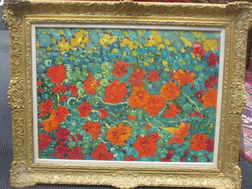 Lot 166 - British School, 20th century, 'Flowers', oil...