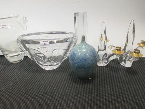 Lot 66 - A Kosta Boda glass bowl, a two-handled glass...