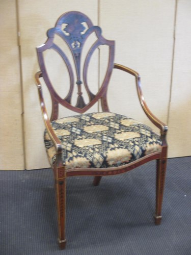 Lot 358 - A late 19th century painted satinwood armchair...