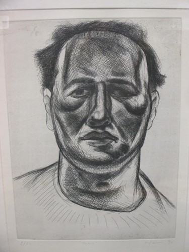 Lot 309 - Peter Howson, 'Tony', dry point etching,...