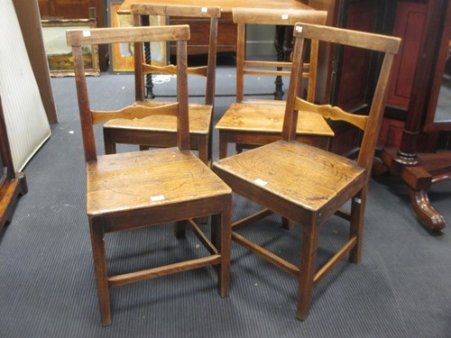 Lot 381 - Four 19th century fruitwood dining chairs
