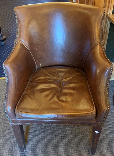 Lot 575 - Four leather compact club armchairs