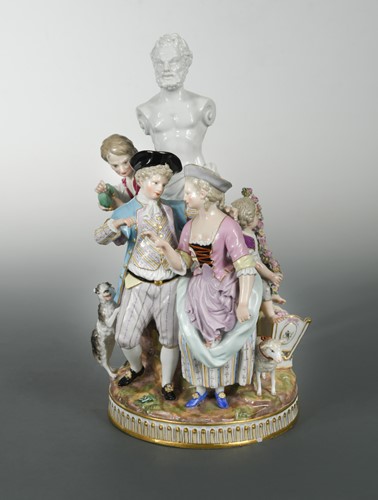 Lot 38 - A Meissen figural group 'Love and a Rival'