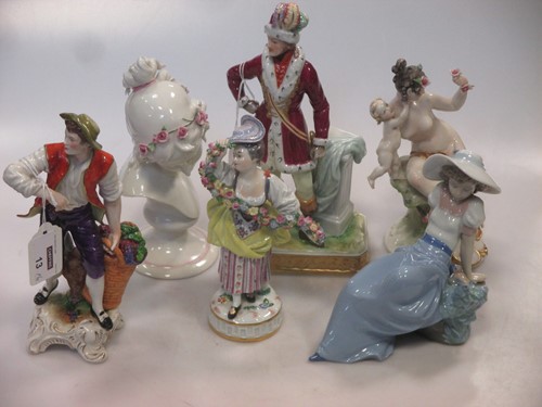 Lot 25 - Six various 20th century porcelain or bone...