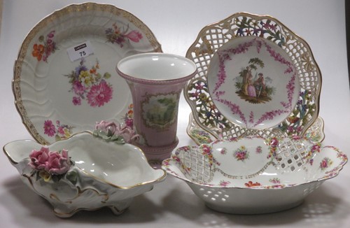 Lot 75 - A Berlin KPM marked floral painted dish, with...