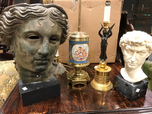 Lot 485 - Two modern reproduction classical head busts...